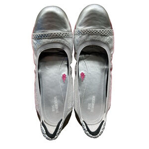 Ros Hommerson Silver Ballet Flats Textured Flexible Womans Size 8.5W